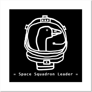 Minimal White Line Space Squadron Leader Goose Portrait Posters and Art